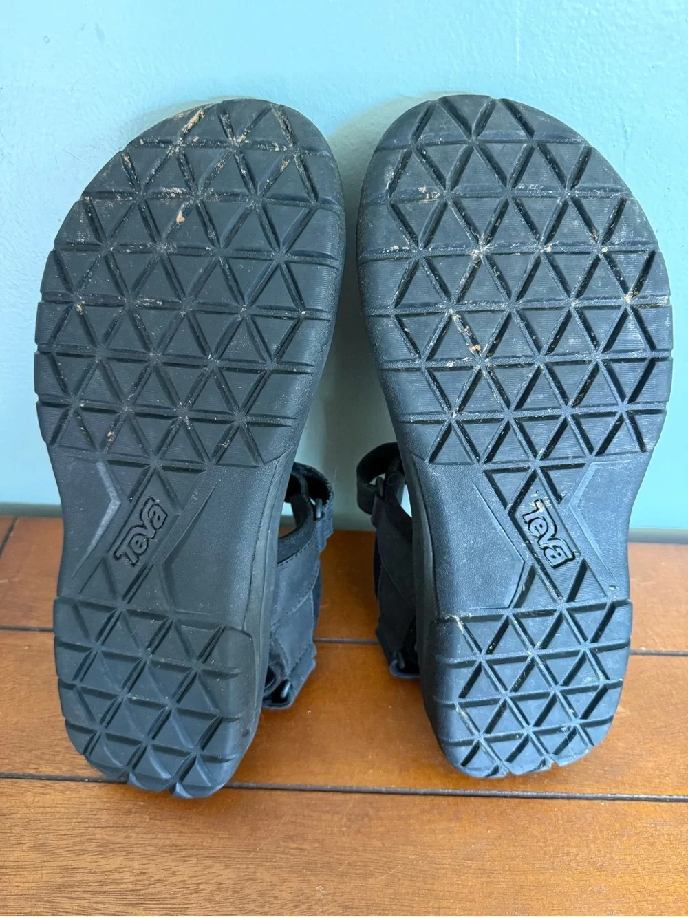 Teva Mens Black Waterproof Leather Langdon Hook & Loop Sandals Size 13
